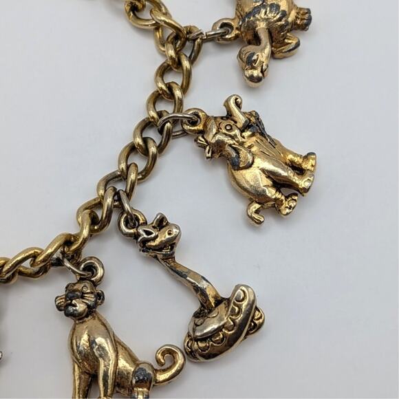 Vintage Walt Disney Productions Jungle Book Gold Tone 12-Charm Bracelet 7in - Picture 3 of 8